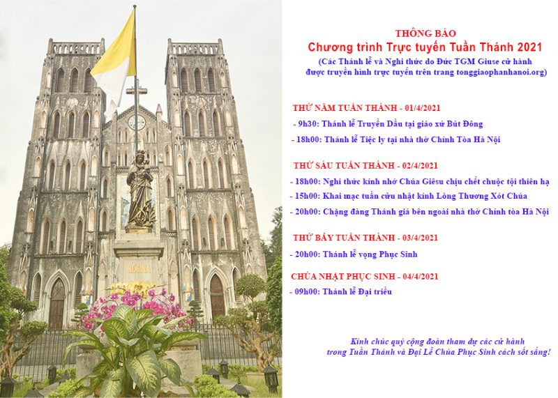 Thông báo: Chương trình Trực tuyến Tuần Thánh 2021