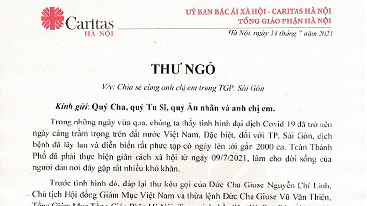 Thư ngỏ về việc chia sẻ cùng anh chị em trong TGP Sài Gòn
