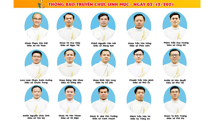 Thông báo: Thánh lễ truyền chức linh mục – Ngày 03/12/2021